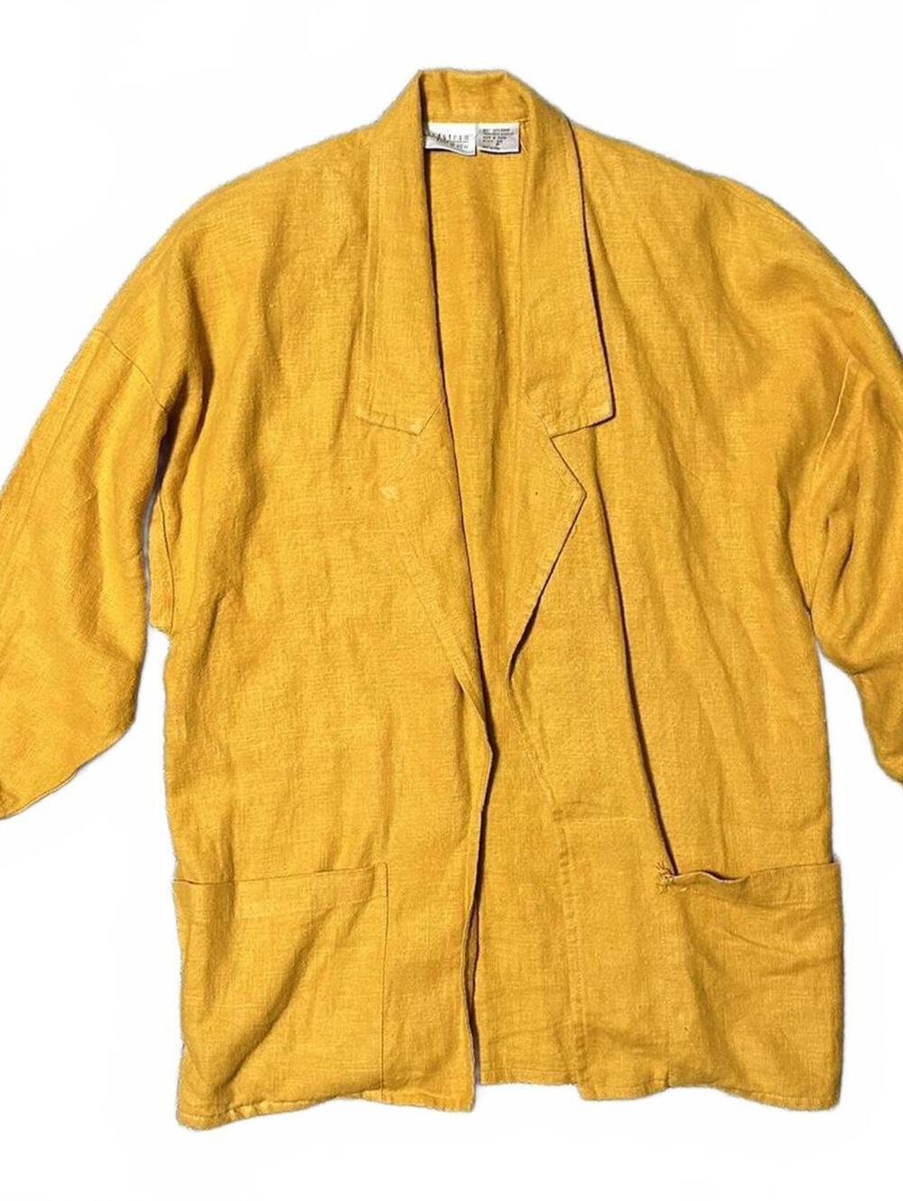 Nordstrom Yellow Cotton Long Cardigan Layering Piece One Size Petite